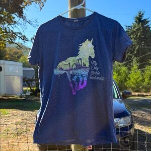Blue Horse Graphic T-Shirt